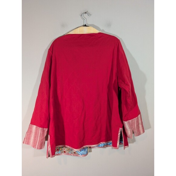 Koos of Course Jacket Women 1X Vintage Red Floral Pattern Linen Blend Reversible - Picture 9 of 10